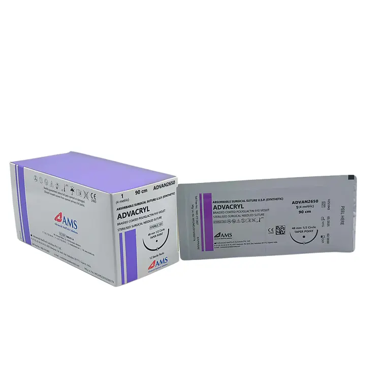 Sutura Poliglactina Violeta 1 90 Cm, 1/2 Circulo Tp 48 Mm. ADVAN2650 1