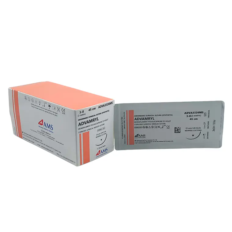 Sutura Poliglecaprone Vio 3-0 45 Cm,3/8 Circ Cort Rev 25mm. ADVA3326MS 1