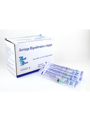 Jeringa 3CC 21G*1.5 Luer Lock. Caja por 100 unidades