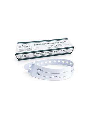 Brazalete Id Adulto Blanco. Precio por caja.