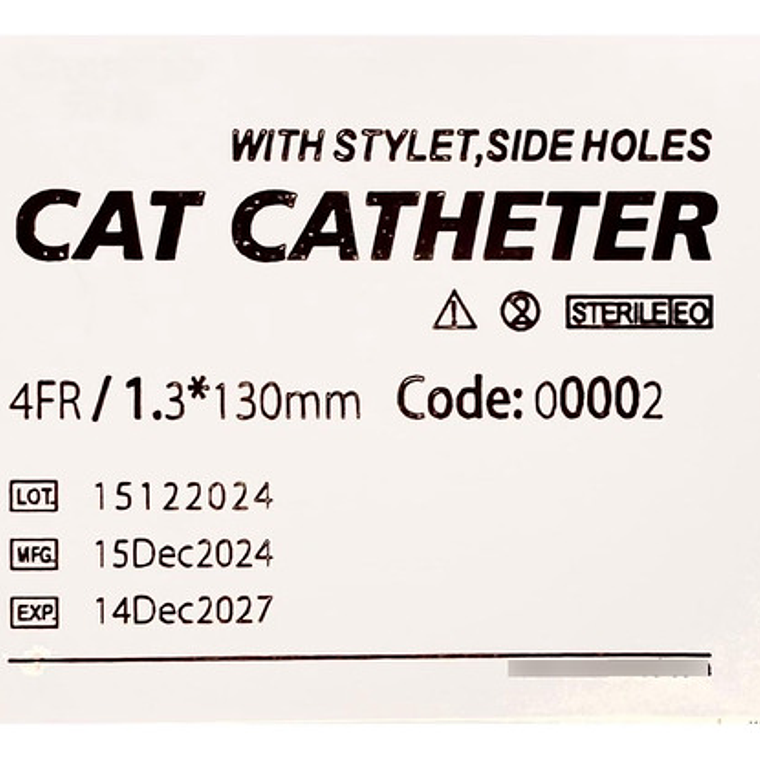 Catéter Urinario Gato Con Estilete, 4fr - 1.3 X 130mm, 1 Und 2
