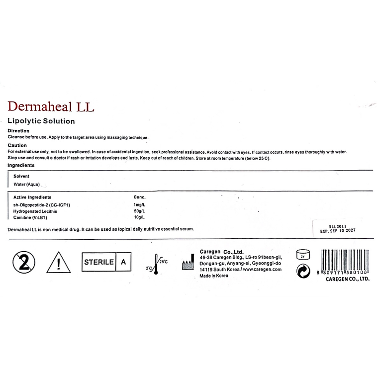 Mesoterapia Dermaheal LL, lipolítico, 1 vial de 5ml 4