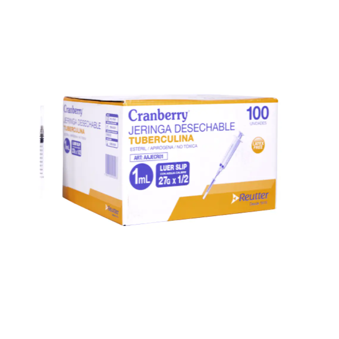 Jeringa Tuberculina Estéril Desechable Cramberry - Caja 100 unidades 1