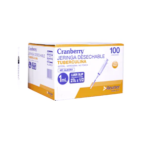 Jeringa Tuberculina Estéril Desechable Cramberry - Caja 100 unidades