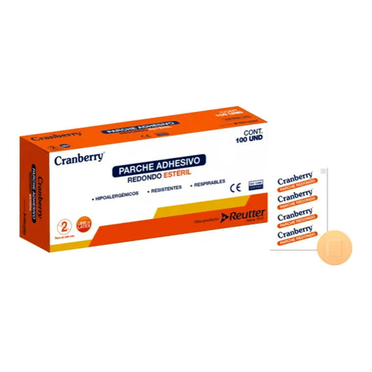 Parche Curita Redondo Estéril Cramberry - Caja 100 unidades 1