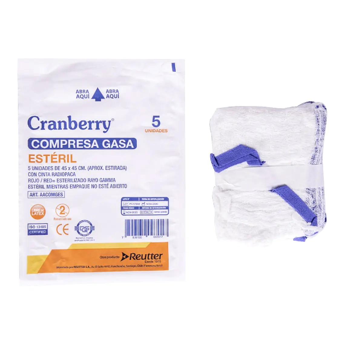 Compresa de Gasa 45 x 45 cm Estéril - Bolsa 5 unidades 1