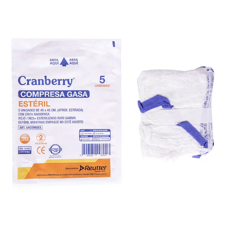 Compresa de Gasa 45 x 45 cm Estéril - Bolsa 5 unidades 1