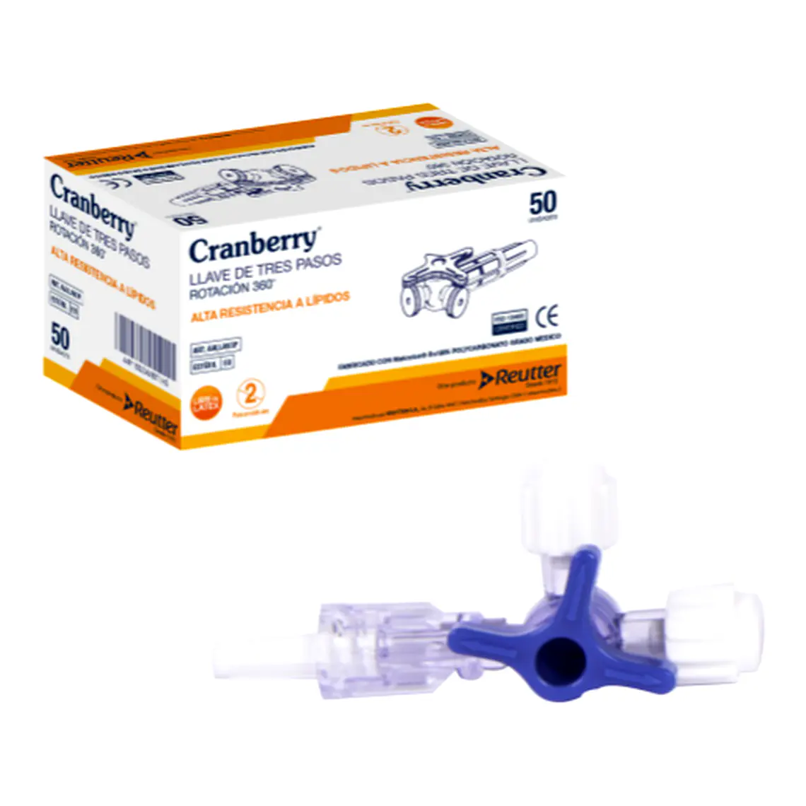 Llave de 3 Vías Estéril Cramberry - Caja 50 unidades 1