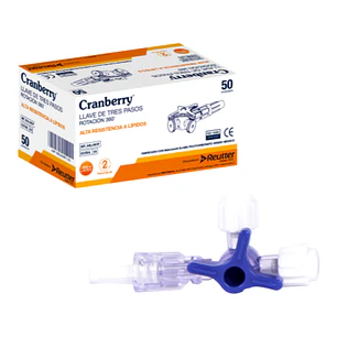 Llave de 3 Vías Estéril Cramberry - Caja 50 unidades