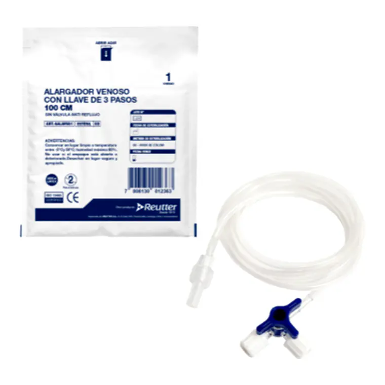 Alargador Venoso con Llave de 3 Vías 100 cm Cramberry - Caja 50 unidades 1