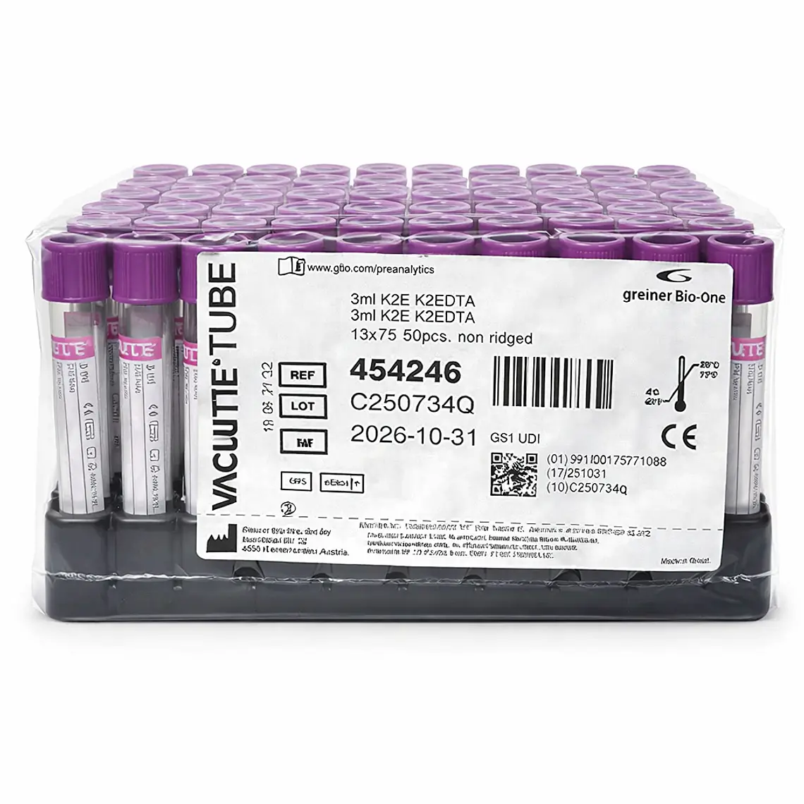 Tubos al Vacío para Toma de Muestra Tapa Lila 3 mL - Rack 50 unidades 2