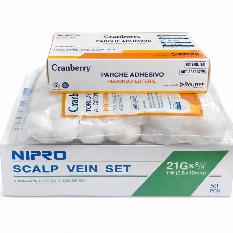 Mariposa Nipro 21G + Tórulas + Parches Kit 1