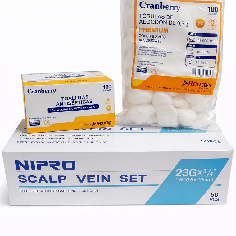 Kit Mariposa 23G 50 + 100 Tórulas + 100 Toallas 1