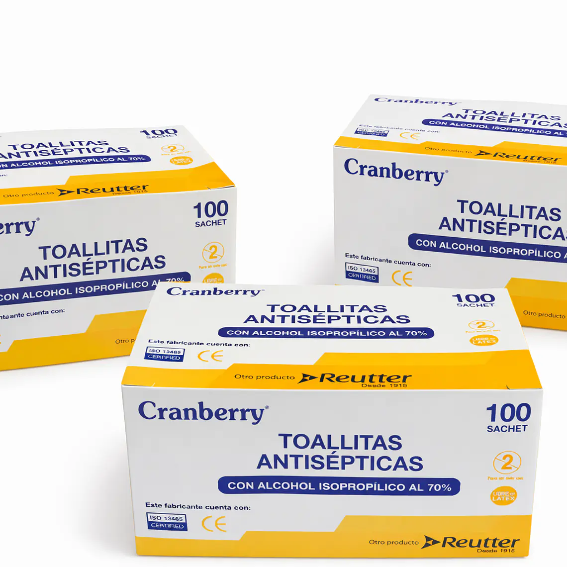 Pack 3 Toallitas Antisépticas Cranberry Alcohol 70% 1