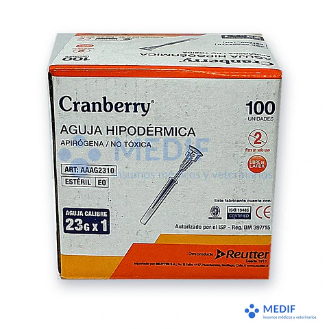 Aguja hipodérmica 23G x 1 pulg. (caja 100)
