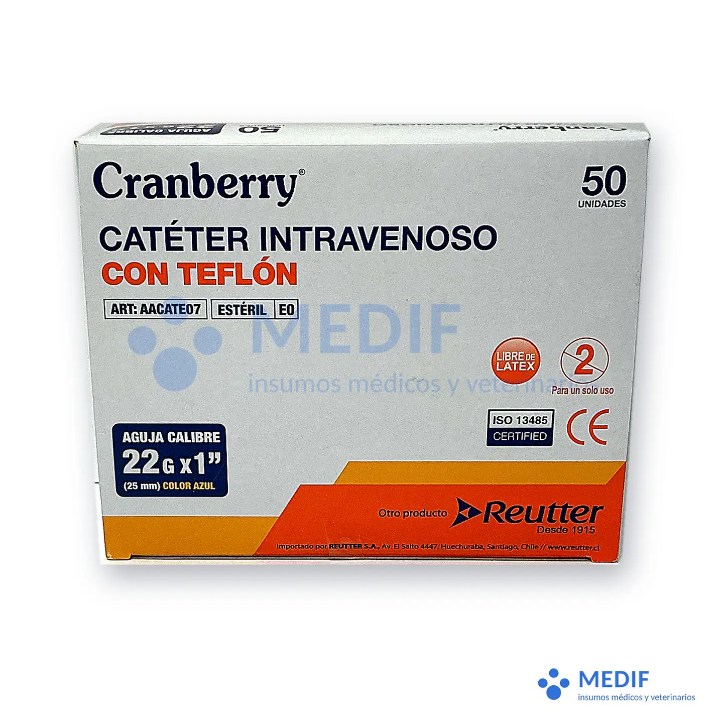 Catéter intravenoso con teflón 22G x 1 pulg. (caja 50) 1