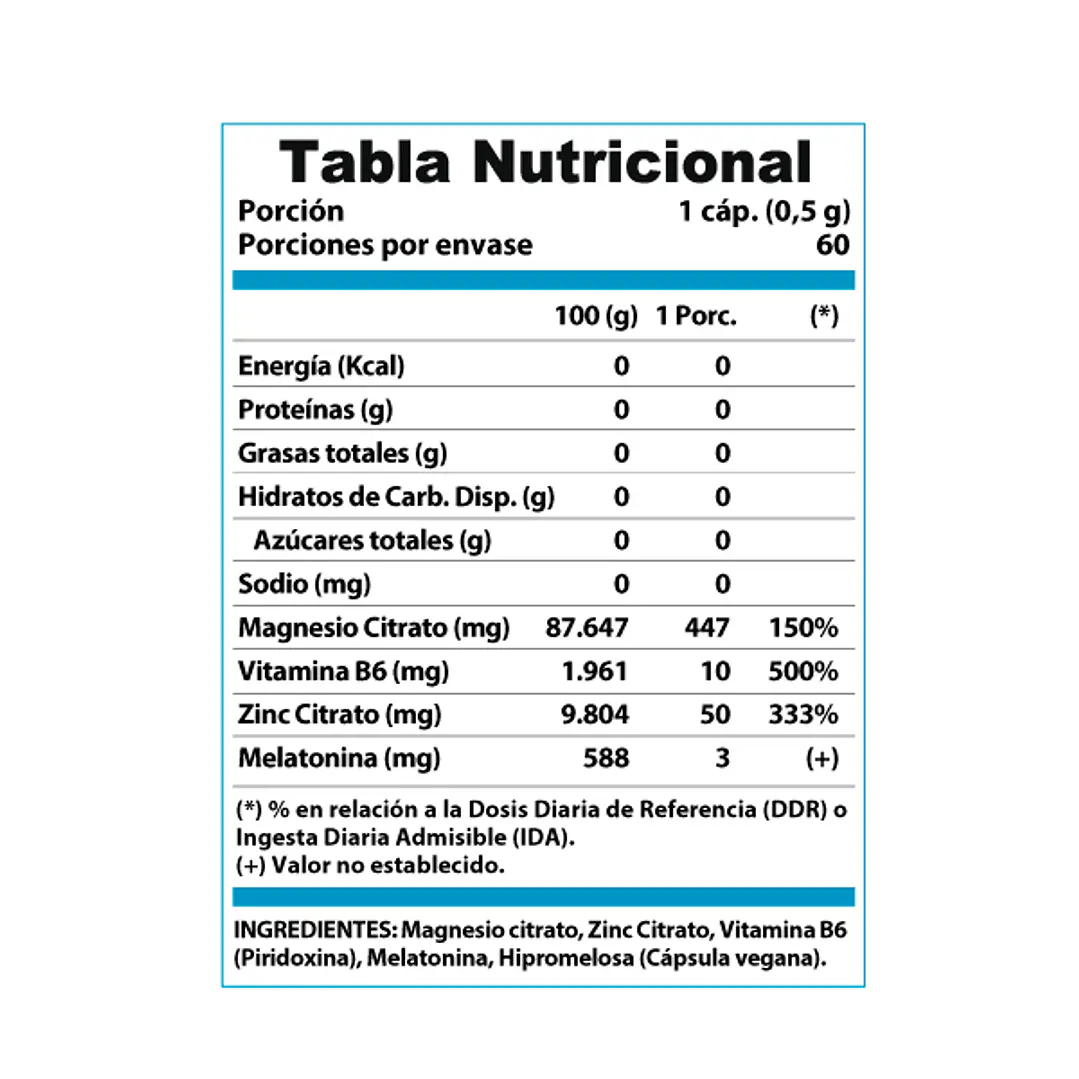 ZMA Nightime +B6 + Melatonina 60 Cáps 2