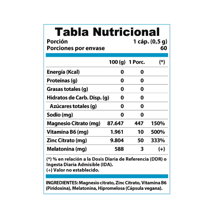 ZMA Nightime +B6 + Melatonina 60 Cáps 2