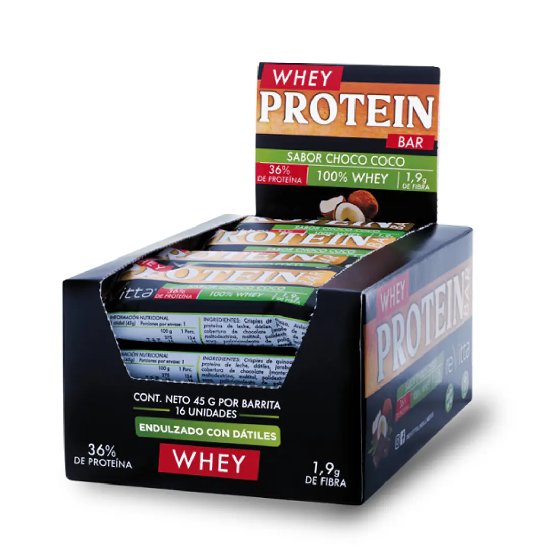 Caja 16 Unidades Barras de proteína Whey 45 grs. 2