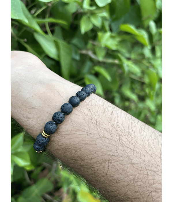 Golden Volcanic Rock LAVA NEGRA - Elastic Natural stone bracelet