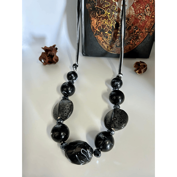 BLACK ROCK - Handmade Extensible ceramic necklace 1