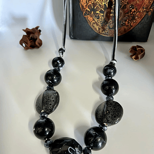 BLACK ROCK - Handmade Extensible ceramic necklace