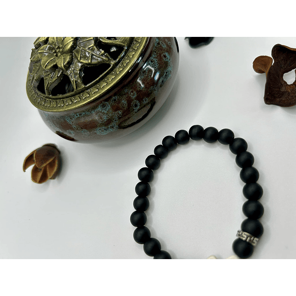 Matte Black LAVA NEGRA - Elastic Natural stone bracelet 3