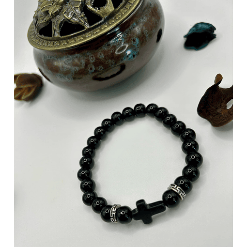 BRILLIANT BLACK LAVA - Elastic Natural stone bracelet