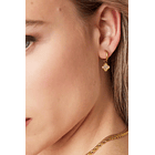 Elegant Stainless Steel Hoop Earrings with Pave Clover Charm 1