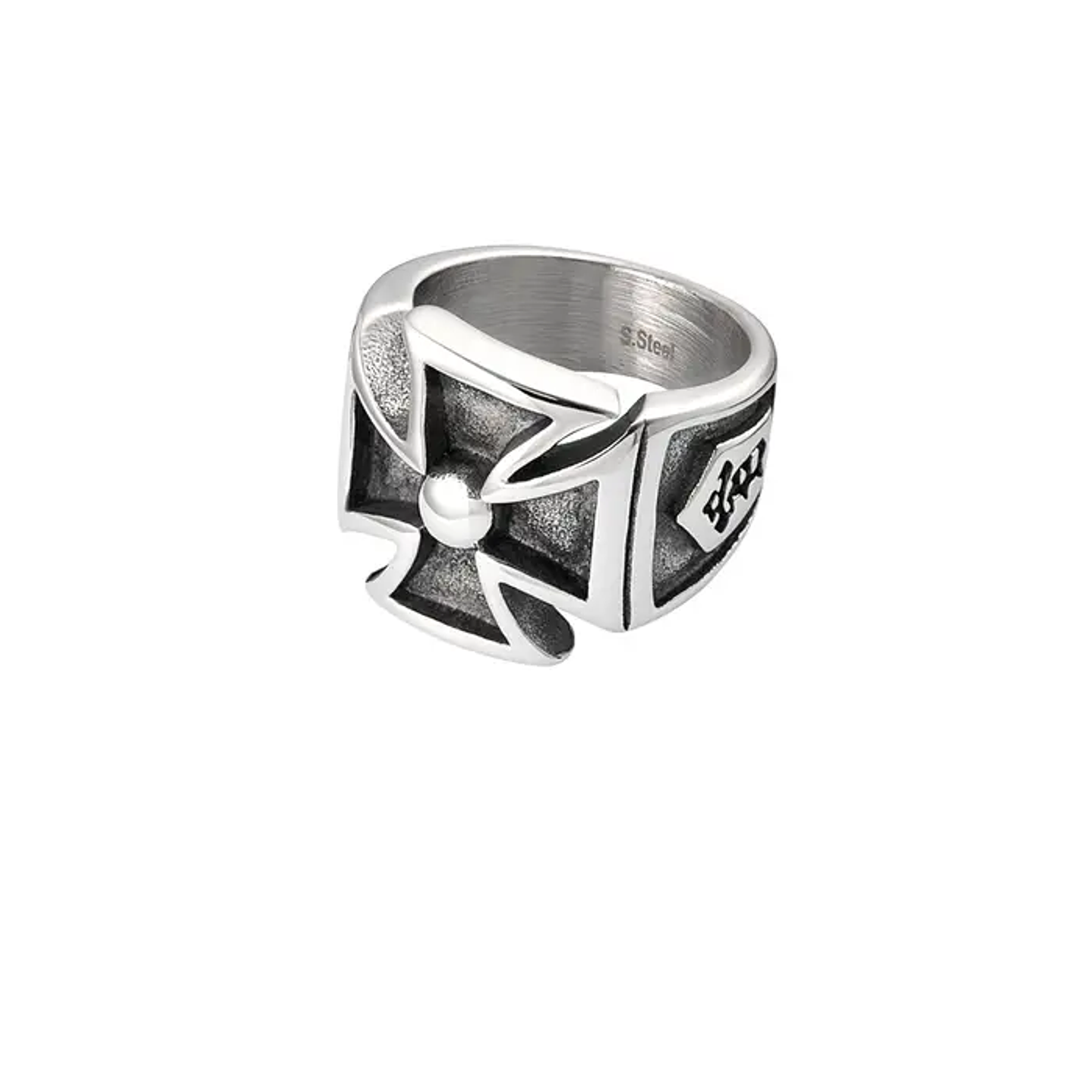 Bold Stainless Steel Maltese Cross Ring 1