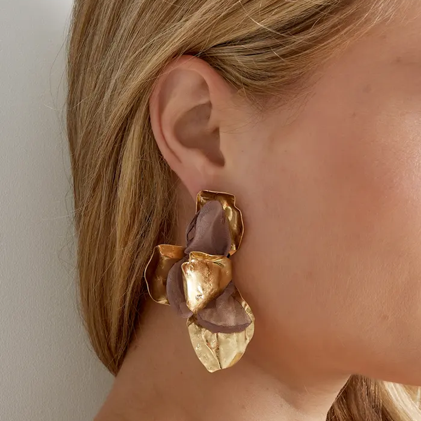 Sculpted Gold Leaf Statement Earrings 1