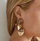 Sculpted Gold Leaf Statement Earrings - Thumbnail 1