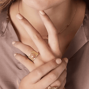 Textured Gold Cuff Ring with Beige Stone