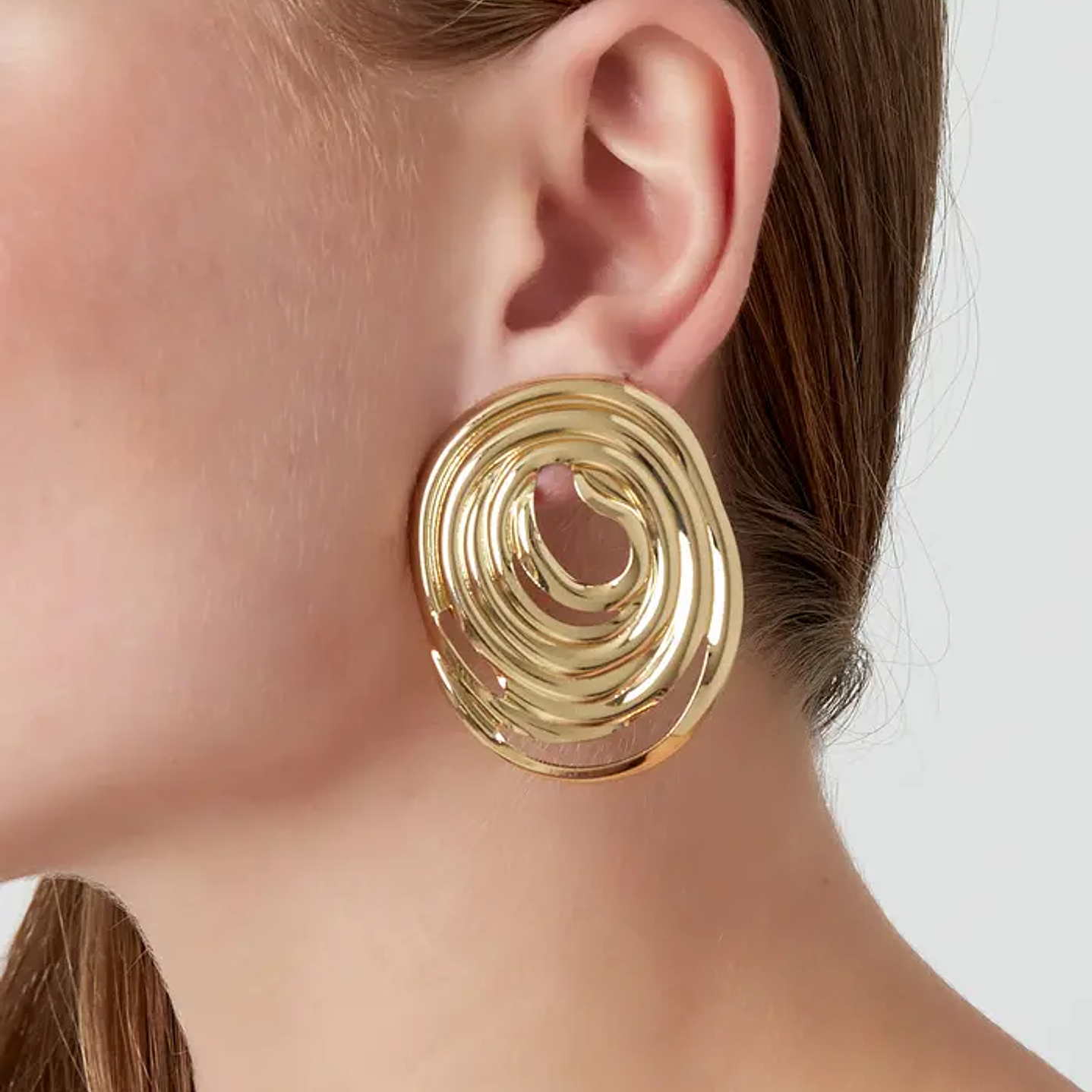 Gold Swirl Statement Earrings 3