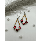 Bohemian Red Beaded Hoop Earrings 1