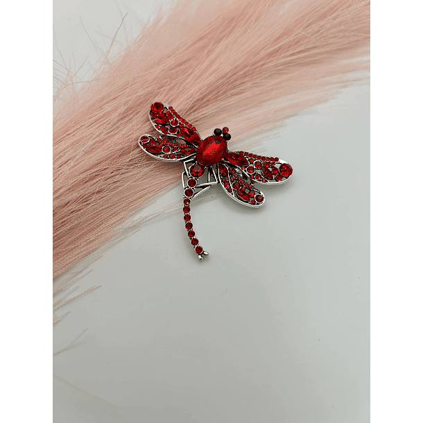 Red Crystal Dragonfly Brooch