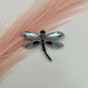 Blue Crystal Dragonfly Brooch