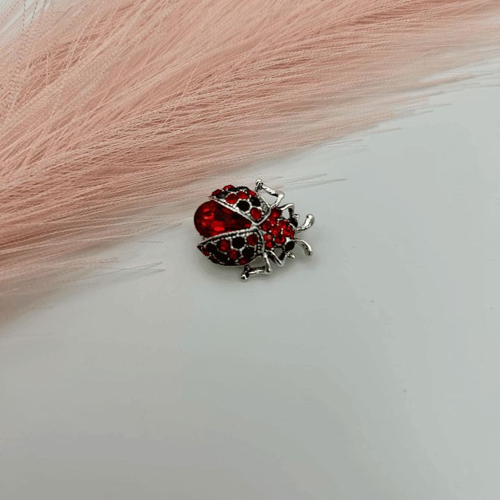 Red Crystal Ladybug Brooch