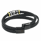 Men's Braided Leather Bracelet with Mixed Metal Beads 3