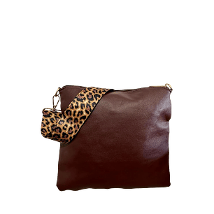 Sophisticated Leopard Print Crossbody Bag with Brown Accents