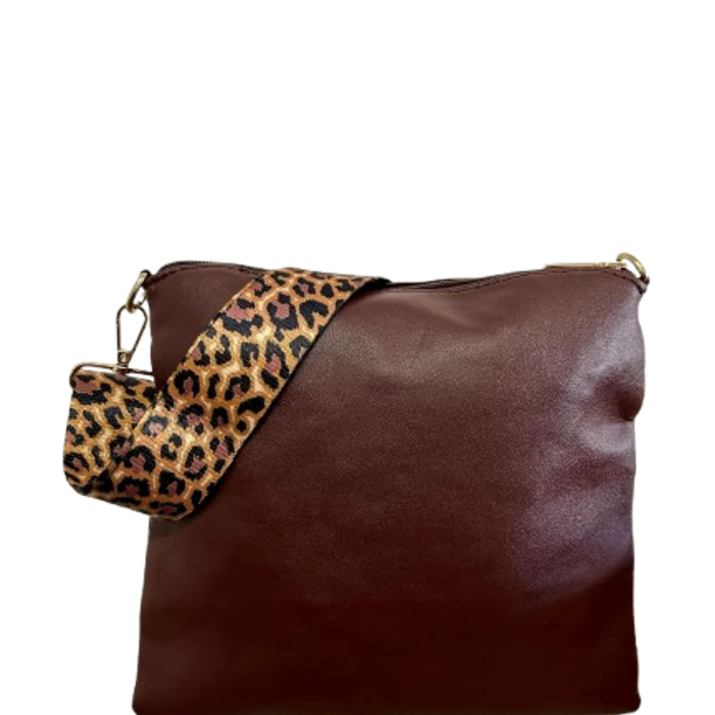 Sophisticated Leopard Print Crossbody Bag with Brown Accents 2