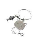 Adorable Cat Keychain with Fish Charm 1