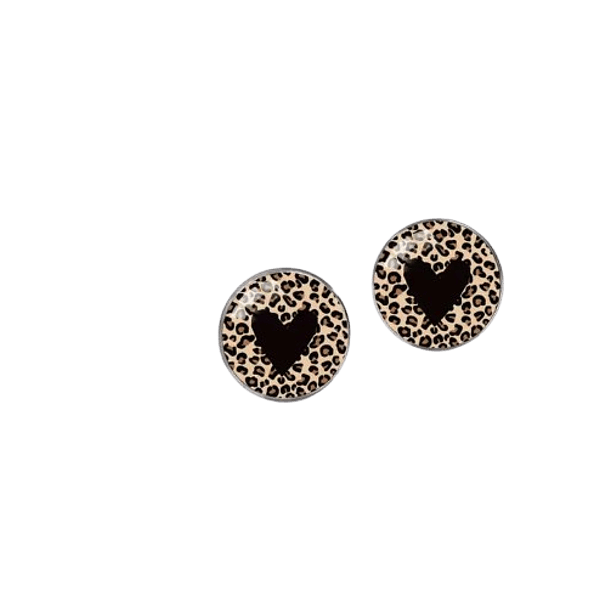 Leopard Print Heart Earrings 1