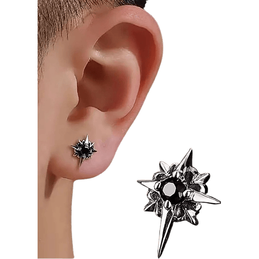 Edgy Black Stone Stud Earring