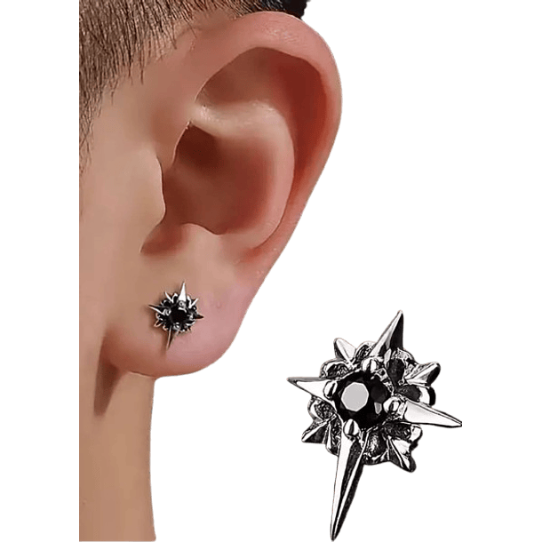 Edgy Black Stone Stud Earring 1