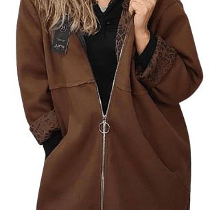 Classic Dark Brown Hooded Zip-Up Jacket