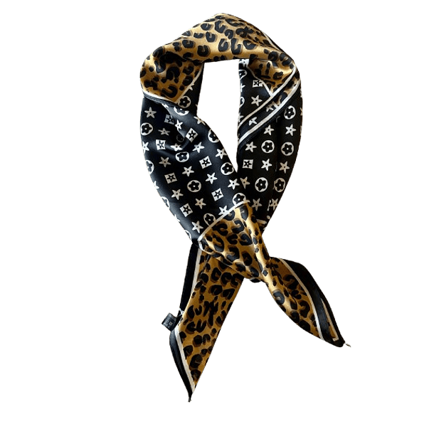 Luxe Leopard and Monogram Silk Scarf 1