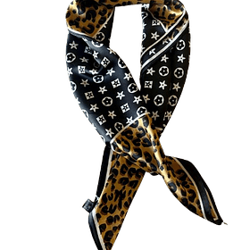 Luxe Leopard and Monogram Silk Scarf