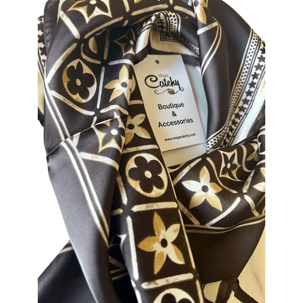 Elegant Floral Monogram Silk Scarf 2