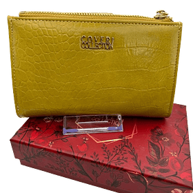 Mustard Croc-Embossed Wallet by Coveri Collection